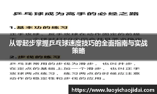 从零起步掌握乒乓球速度技巧的全面指南与实战策略